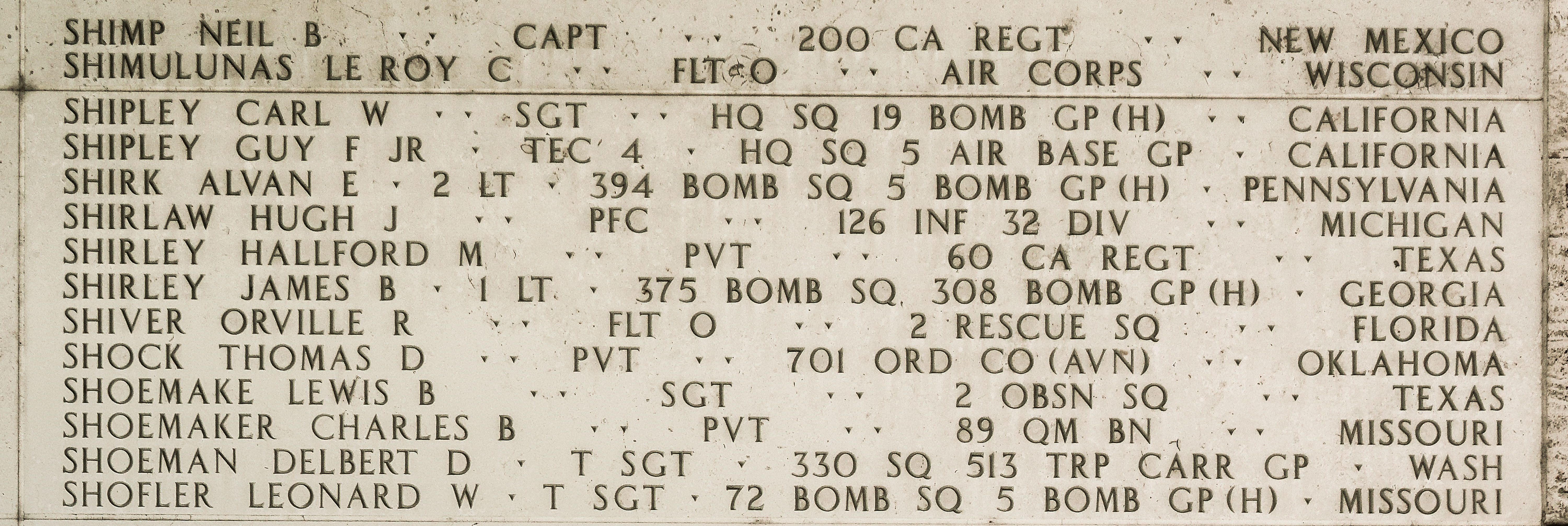 Delbert D. Shoeman, Technical Sergeant